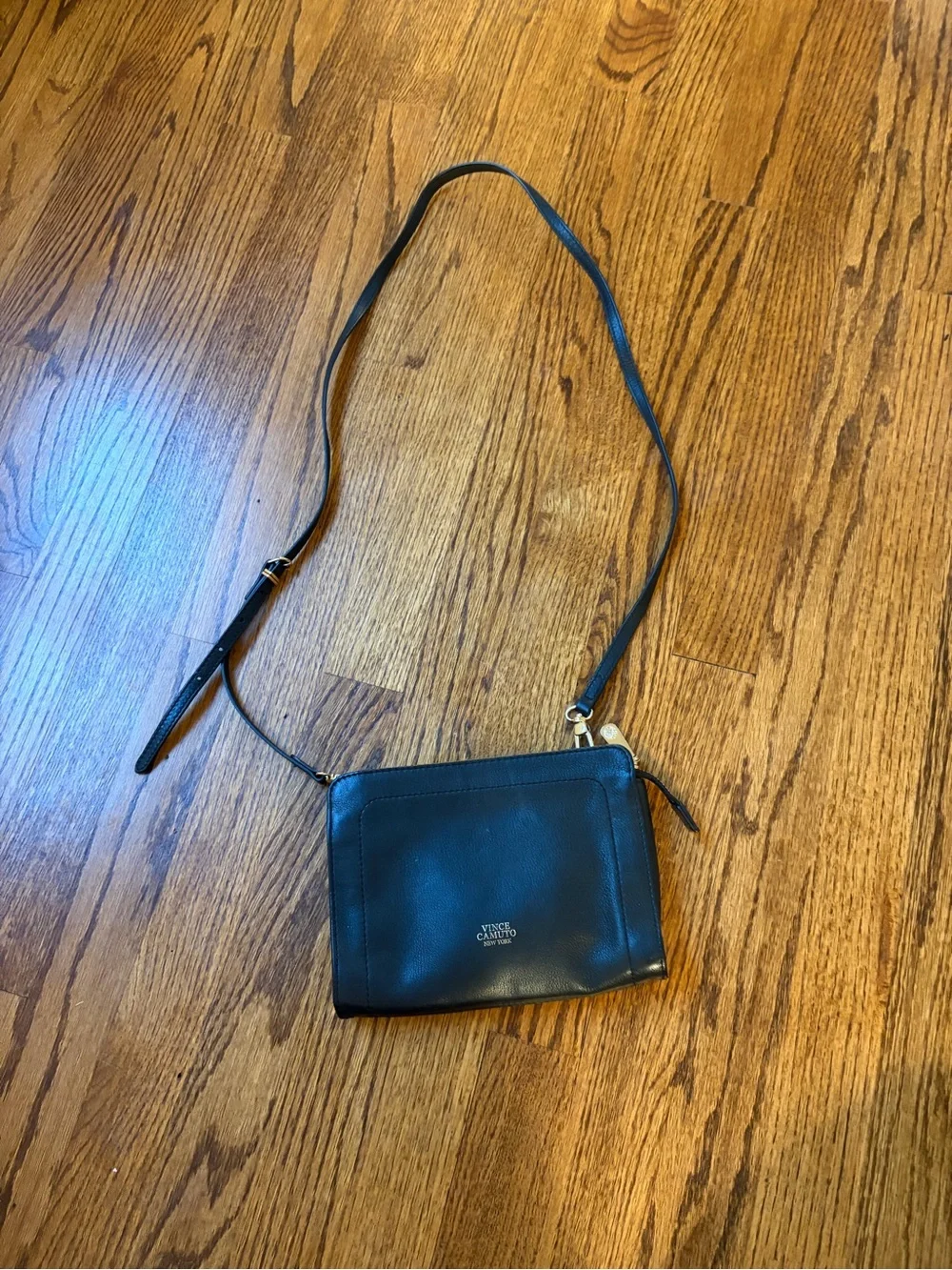 Vince Camuto Black Leather Zip-Around Wallet